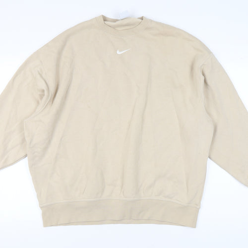 Nike Unisex Beige XS Sweatshirt Crew Neck Logo Casual