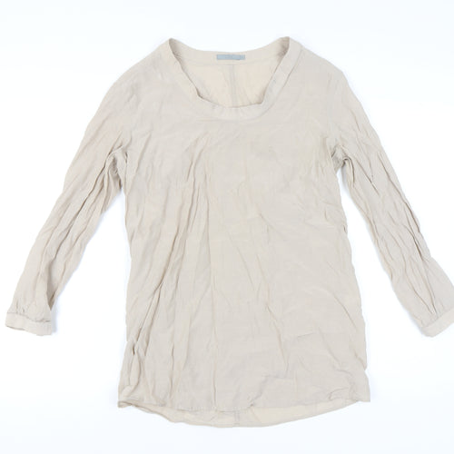 COS Women's Beige 3/4 Sleeve Top, Size 12, Scoop Neck
