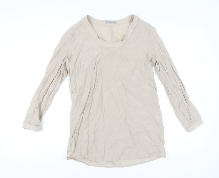 COS Women's Beige 3/4 Sleeve Top, Size 12, Scoop Neck