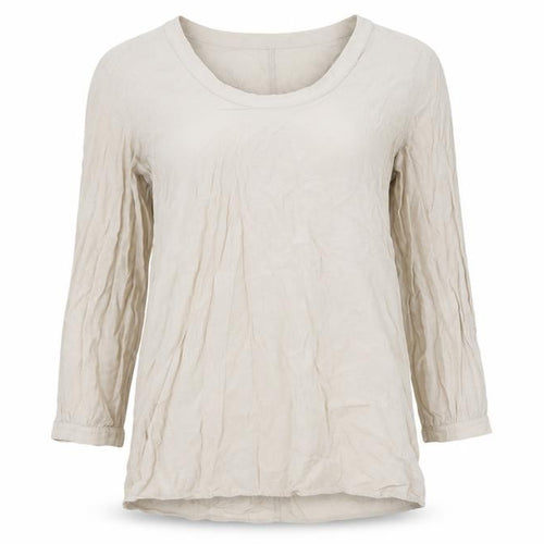 COS Women's Beige 3/4 Sleeve Top, Size 12, Scoop Neck