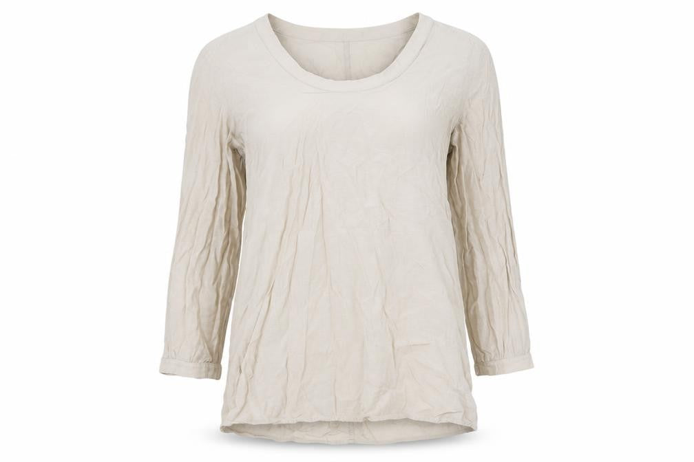 COS Women's Beige 3/4 Sleeve Top, Size 12, Scoop Neck