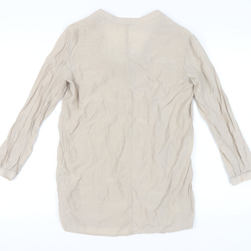 COS Women's Beige 3/4 Sleeve Top, Size 12, Scoop Neck
