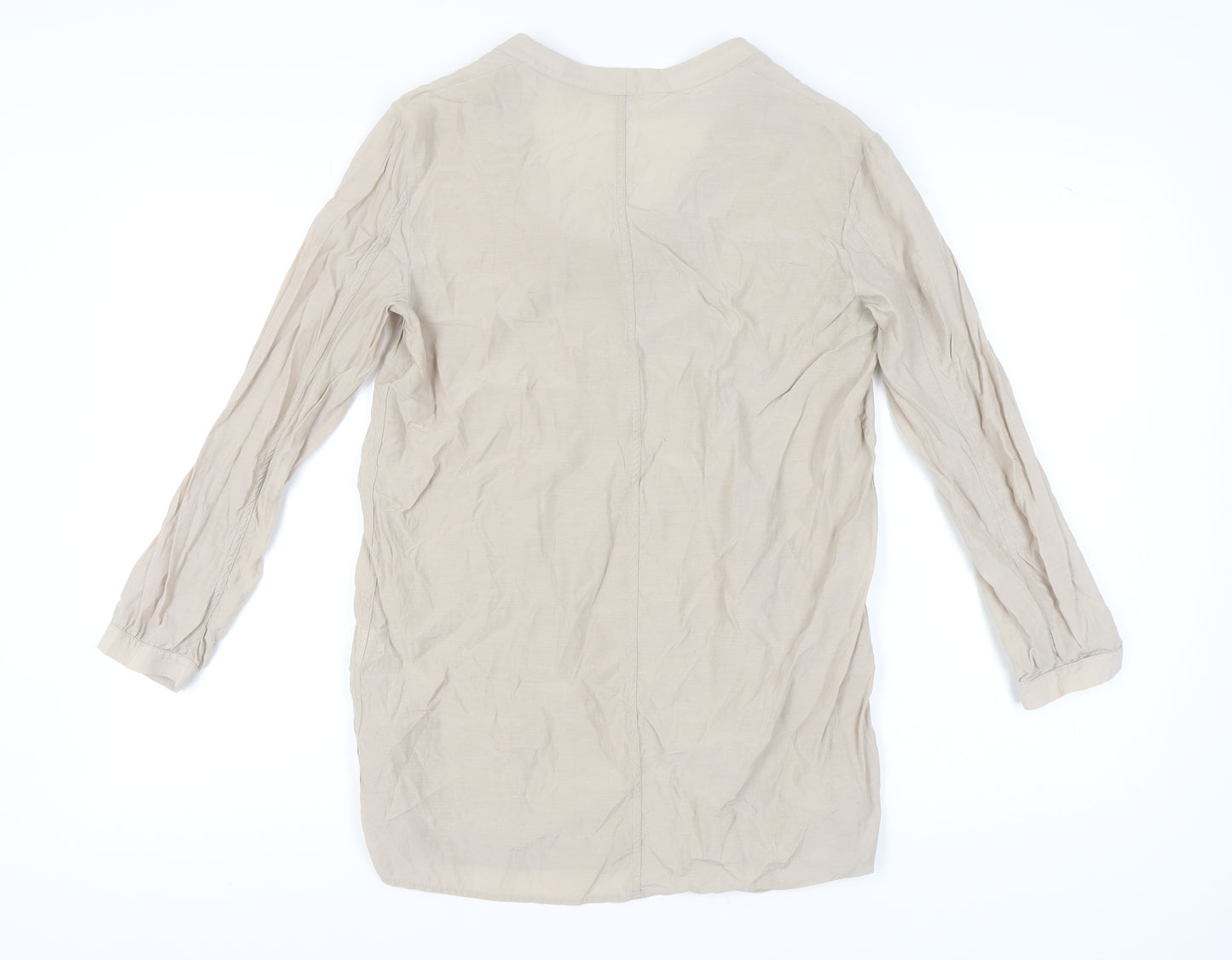 COS Women's Beige 3/4 Sleeve Top, Size 12, Scoop Neck