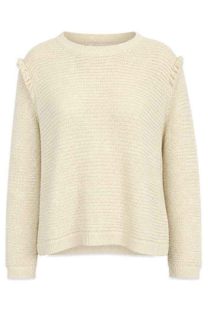 Front view of Champion unisex ivory pullover sweatshirt, size M