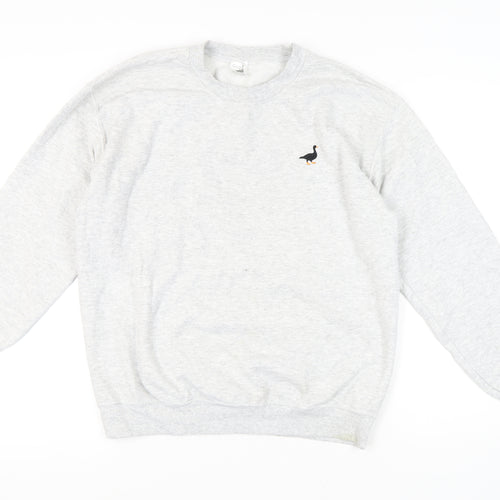 G&G Men's Grey Pullover Sweatshirt M Logo Crew Neck