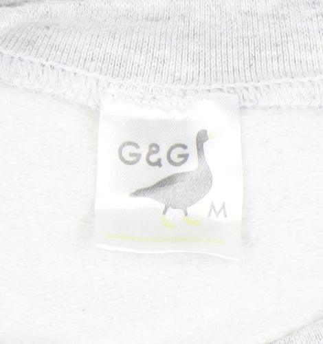 G&G Men's Grey Pullover Sweatshirt M Logo Crew Neck