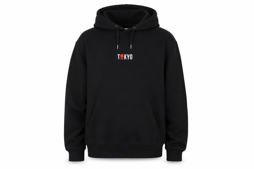 Front view of Topman Men's Black Tokyo XS Pullover Hoodie