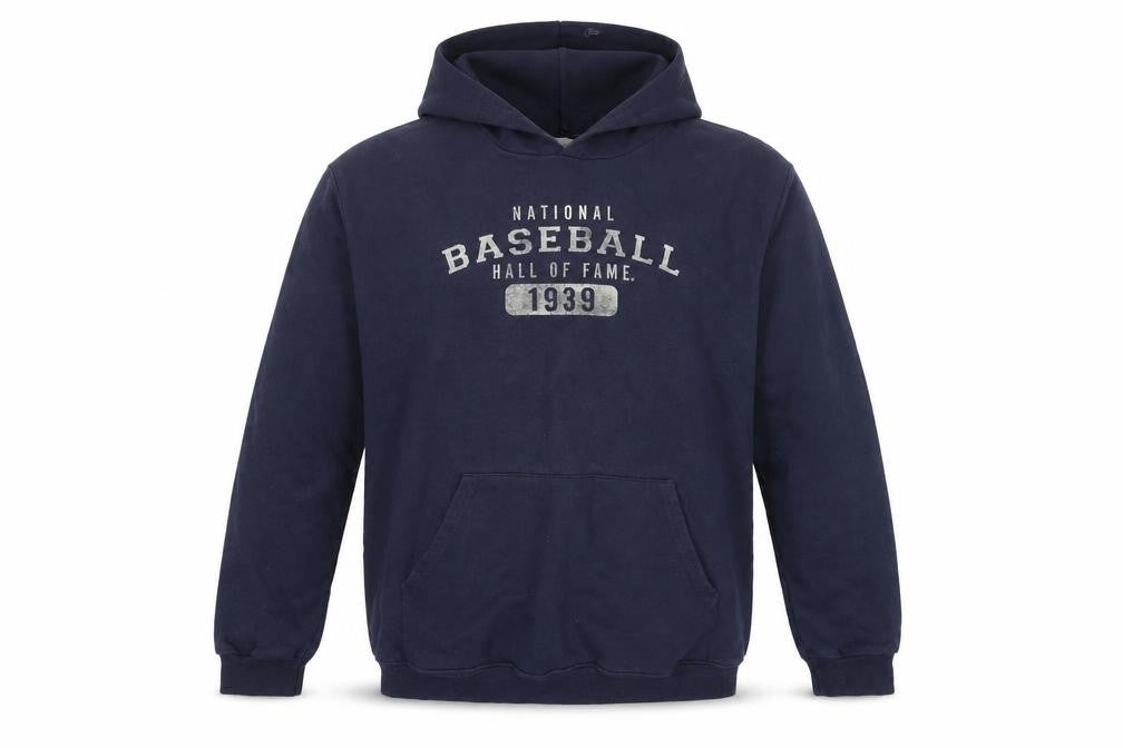 Front view of Champion Men’s XL Blue Pullover Hoodie with Graphic