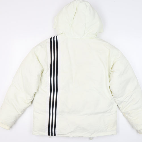 Adidas Men's White Puffer Jacket Size 36, Insulated, Hooded