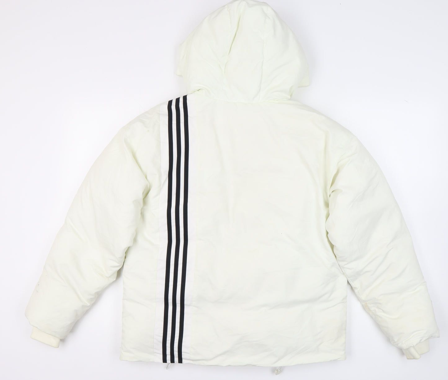 Adidas Men's White Puffer Jacket Size 36, Insulated, Hooded