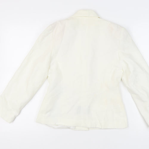 C&A Women Ivory Double-Breasted Suit Jacket Size 10 Petite