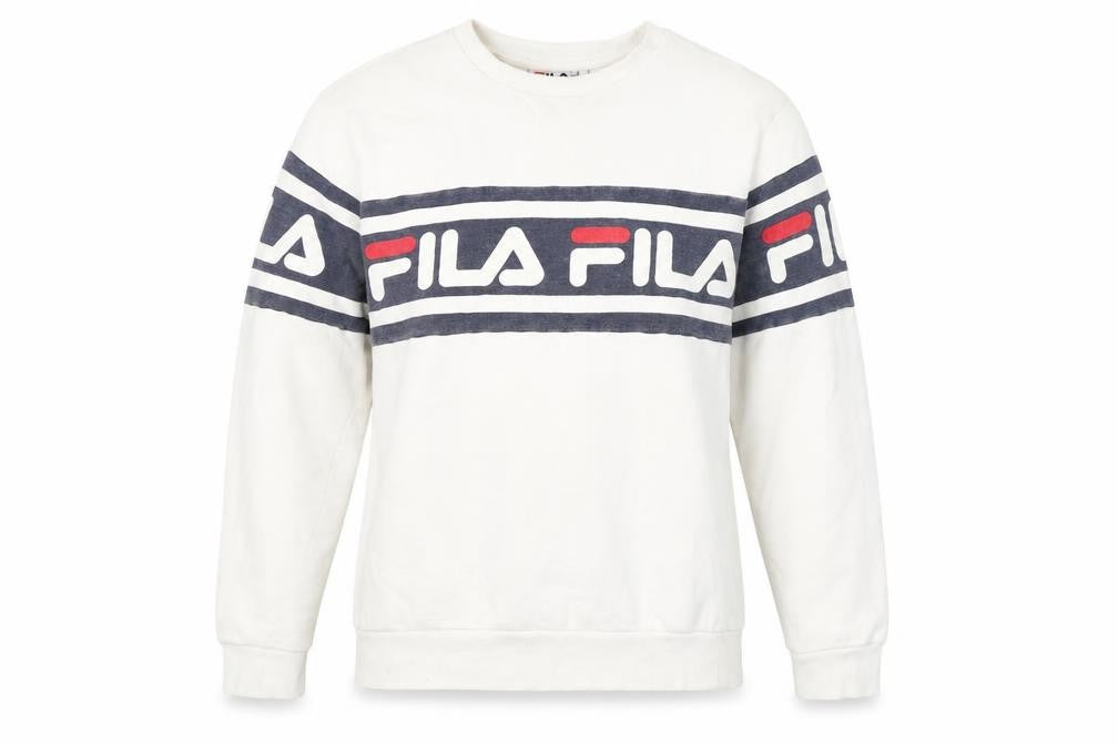 Front view of Fila unisex ivory cotton pullover sweatshirt m