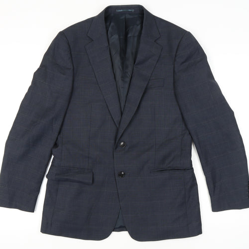 Jaeger Men's Blue Suit Jacket 38S Wool Single-Breasted