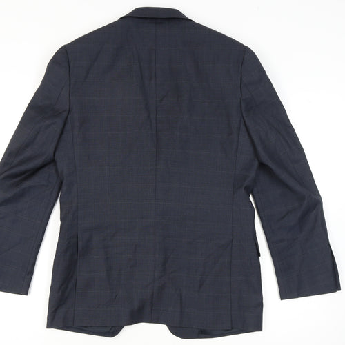 Jaeger Men's Blue Suit Jacket 38S Wool Single-Breasted