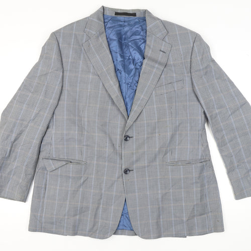 Marks and Spencer Men's Blue Check Blazer 46S