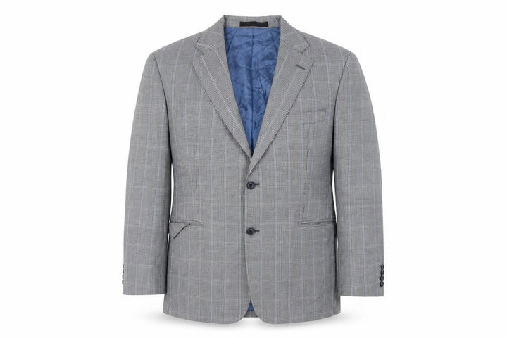 Front view of Marks & Spencer Men's Blue Check Blazer 46S
