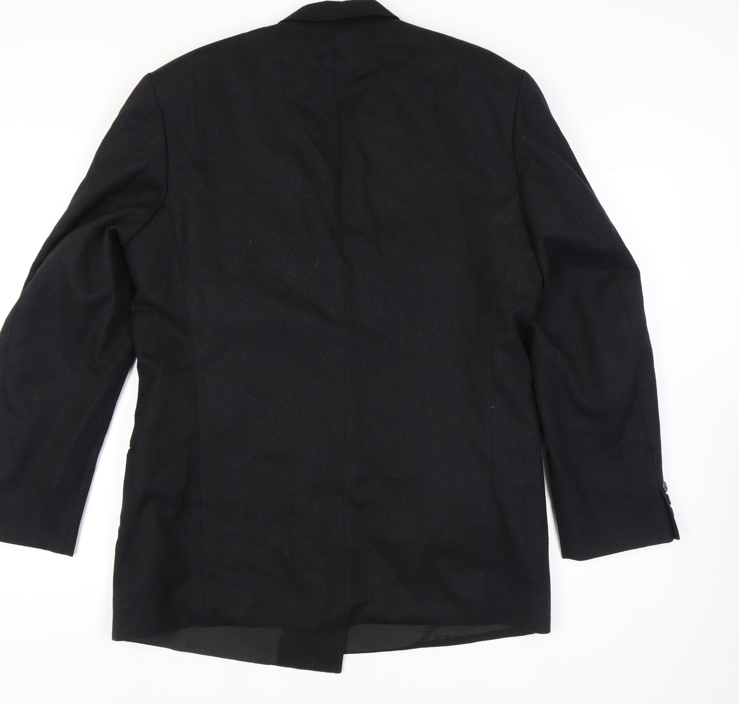 St Michael Men's Black Wool Blazer 42 Long Double-Breasted