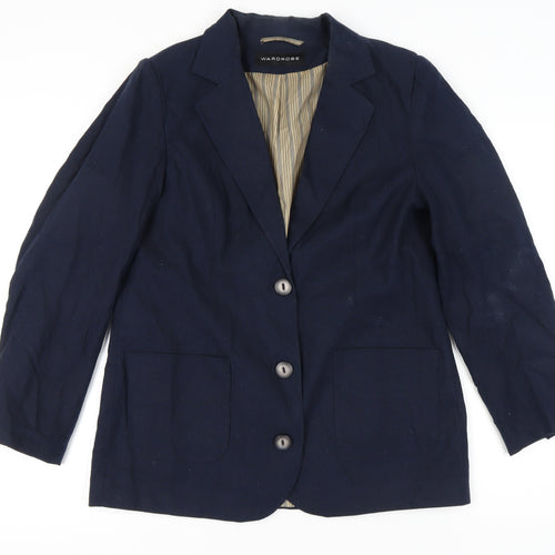 Wardrobe Women's Blue Blazer, Size 12, Classic Single-Breasted