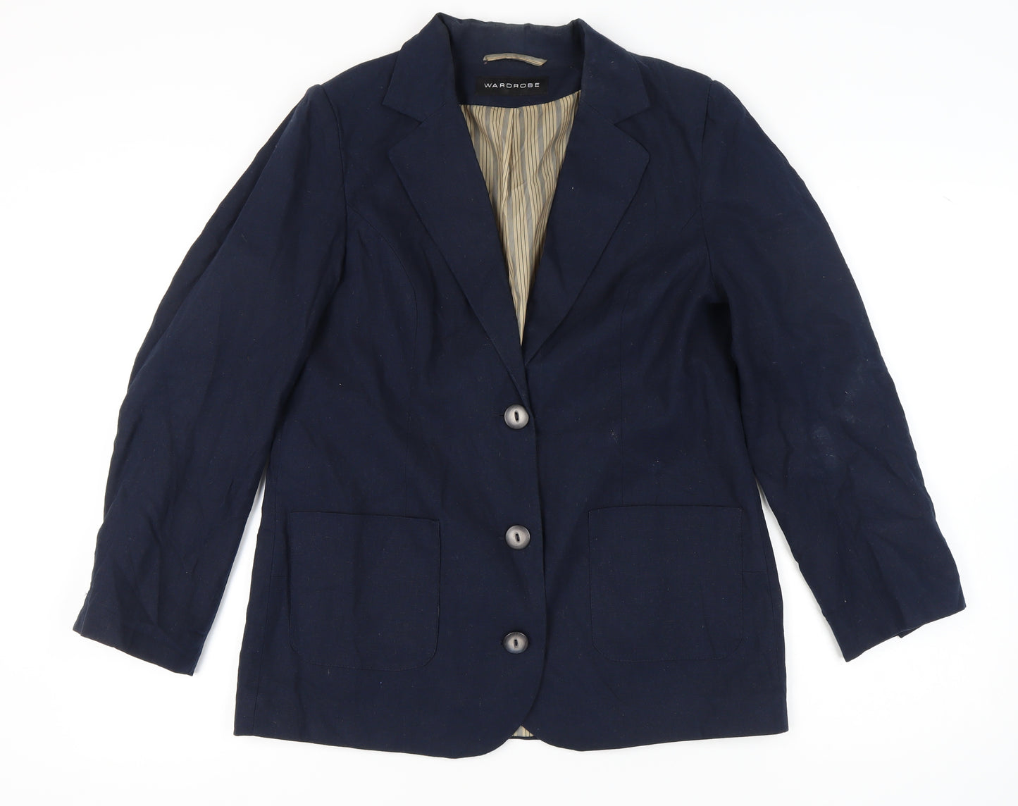Wardrobe Women's Blue Blazer, Size 12, Classic Single-Breasted