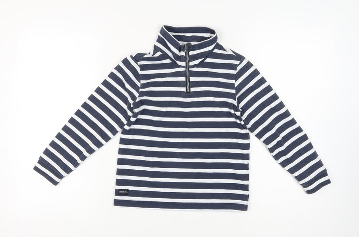 Regatta Unisex Kids Blue Striped Sweatshirt, 10 Years, 1/4 Zip