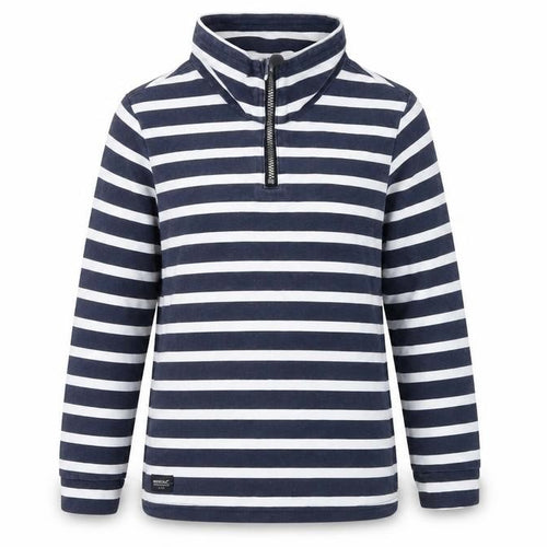 Regatta Unisex Kids Blue Striped Sweatshirt, 10 Years, 1/4 Zip