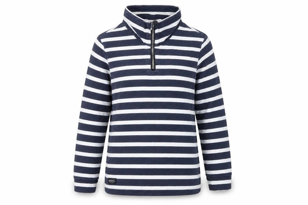 Regatta Unisex Kids Blue Striped Sweatshirt, 10 Years, 1/4 Zip