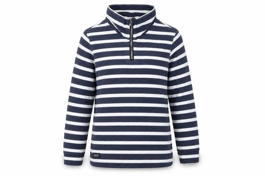 Front view of Regatta unisex kids blue striped sweatshirt, 10 years, 1/4 zip