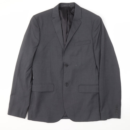 H&M Men's Grey Suit Jacket 38L Regular Fit