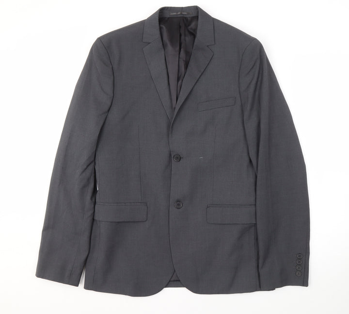 H&M Men's Grey Suit Jacket 38L Regular Fit