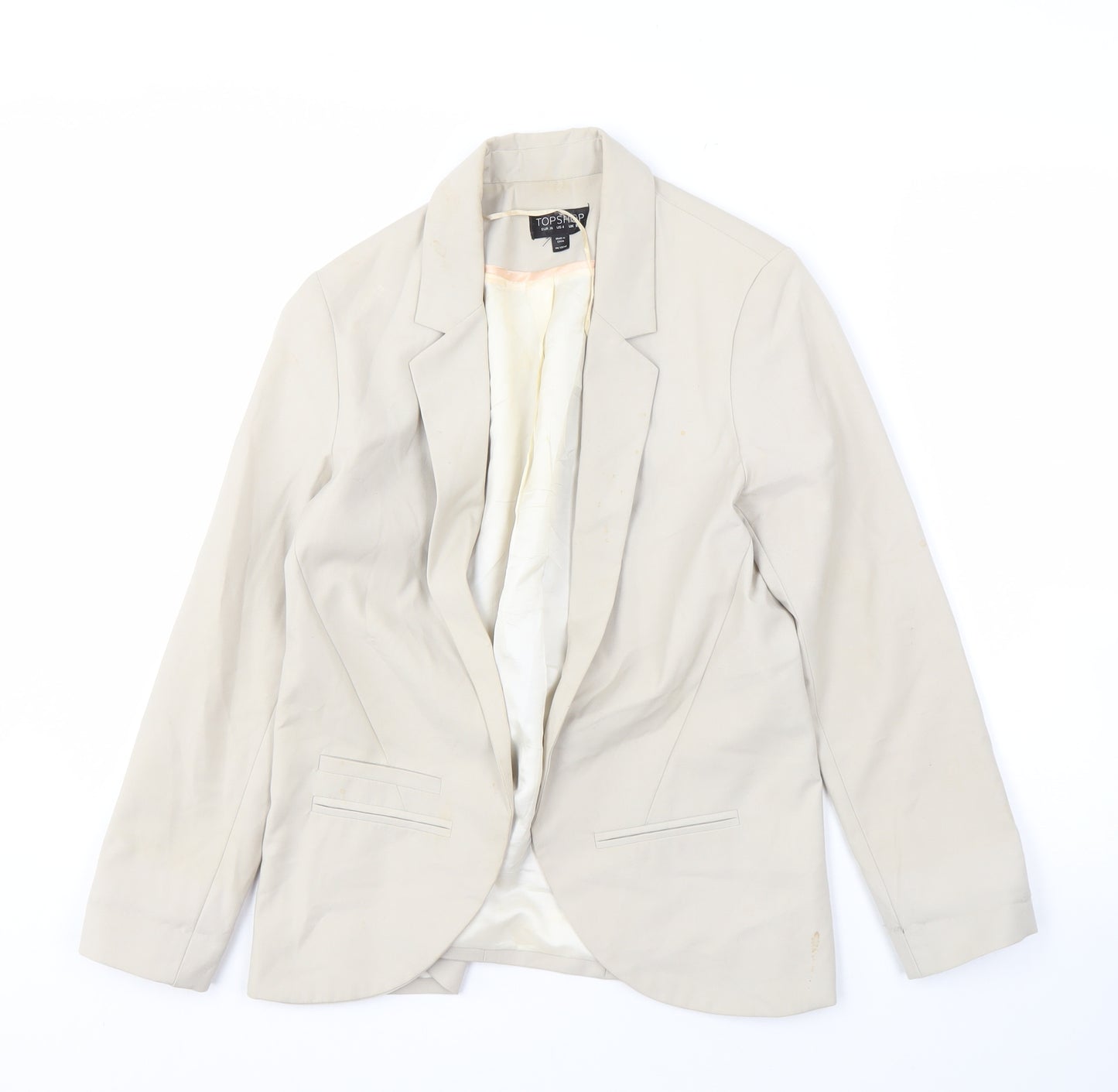 Topshop Women's Beige Blazer, UK 8, Notch Lapel, Lined