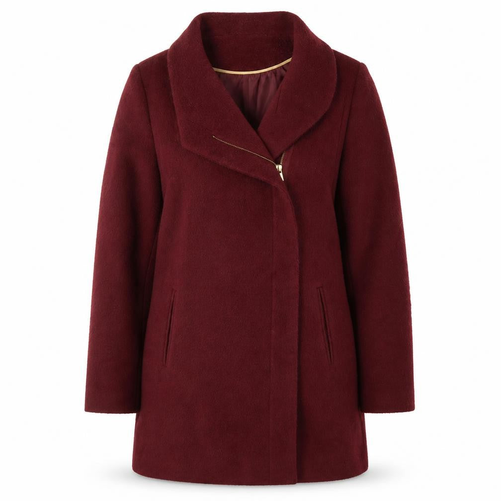 Front view of New Look Women's Red Mid-Length Overcoat, size 10