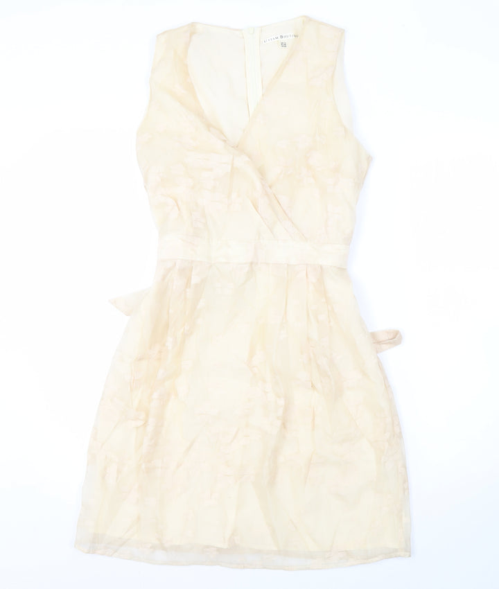 Uttam Boutique Beige V-Neck Sleeveless Dress UK 12