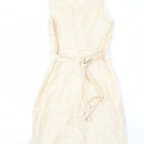 Uttam Boutique Beige V-Neck Sleeveless Dress UK 12