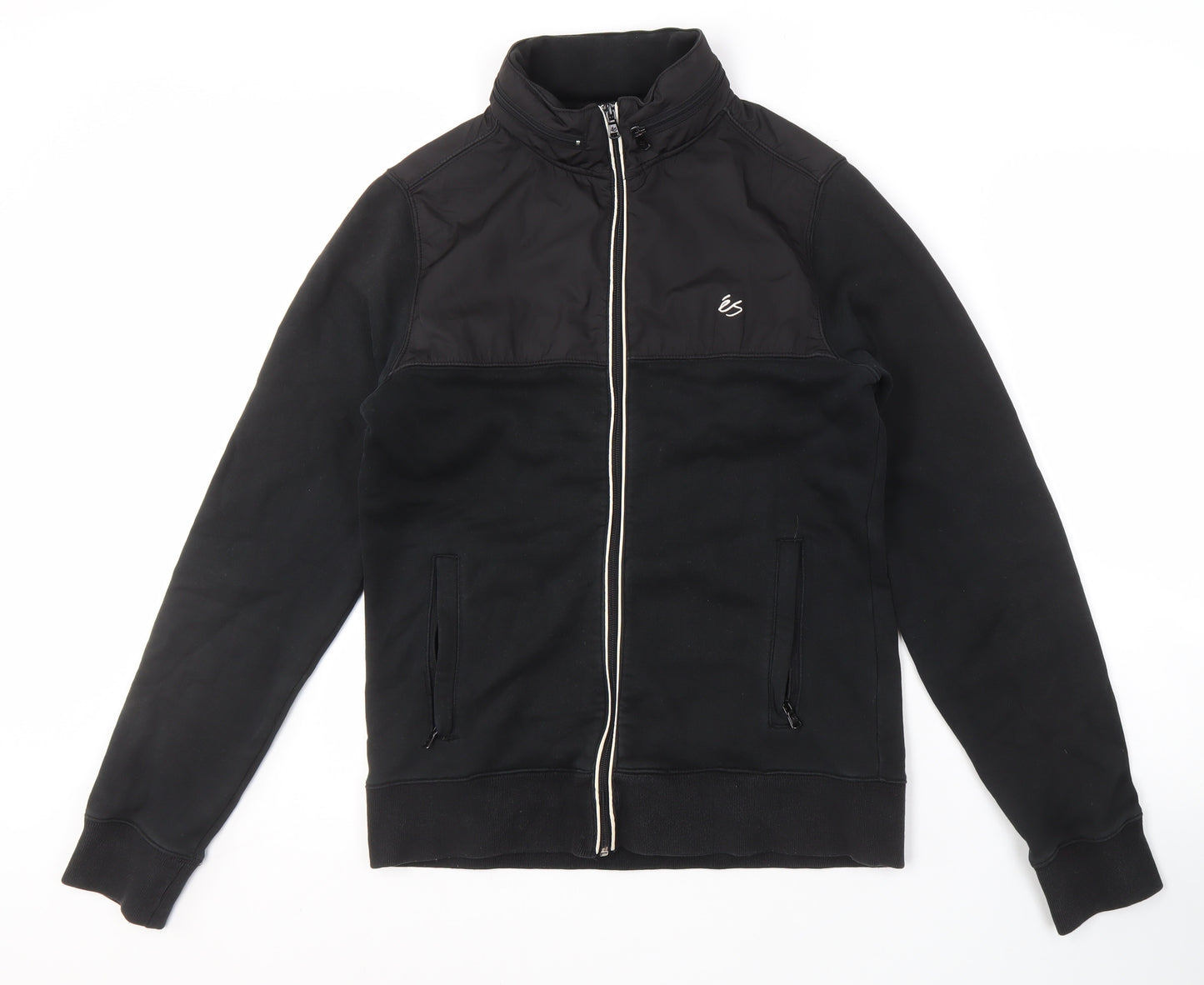 éS Men's Black Bomber Jacket, Size S, Full Zip Casual