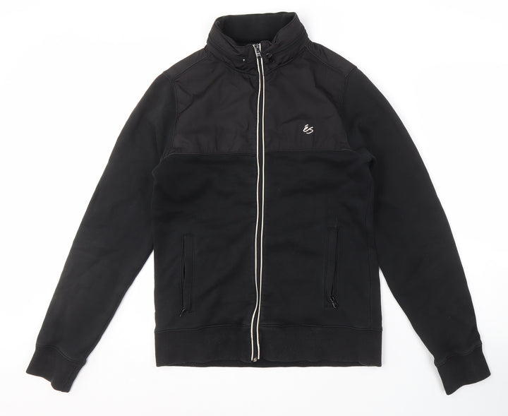 éS Men's Black Bomber Jacket, Size S, Full Zip Casual