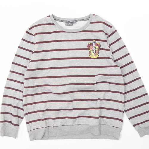 Harry Potter Unisex Adults Grey Striped Pullover Sweatshirt L