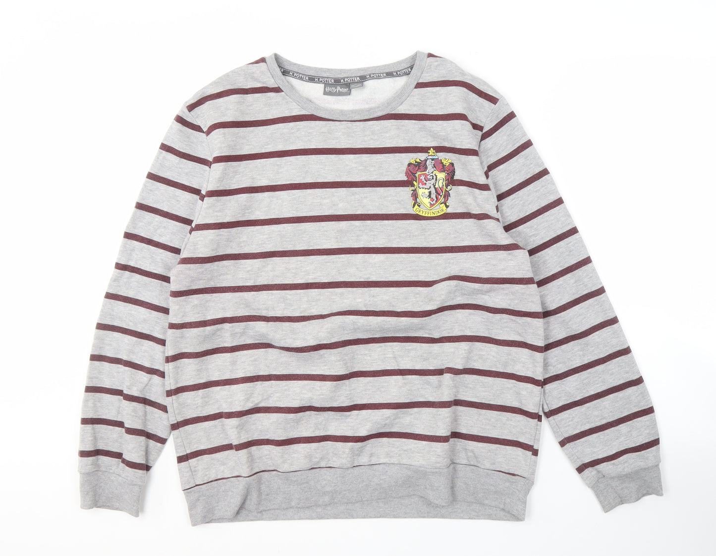 Harry Potter Unisex Adults Grey Striped Pullover Sweatshirt L