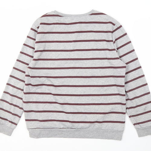 Harry Potter Unisex Adults Grey Striped Pullover Sweatshirt L