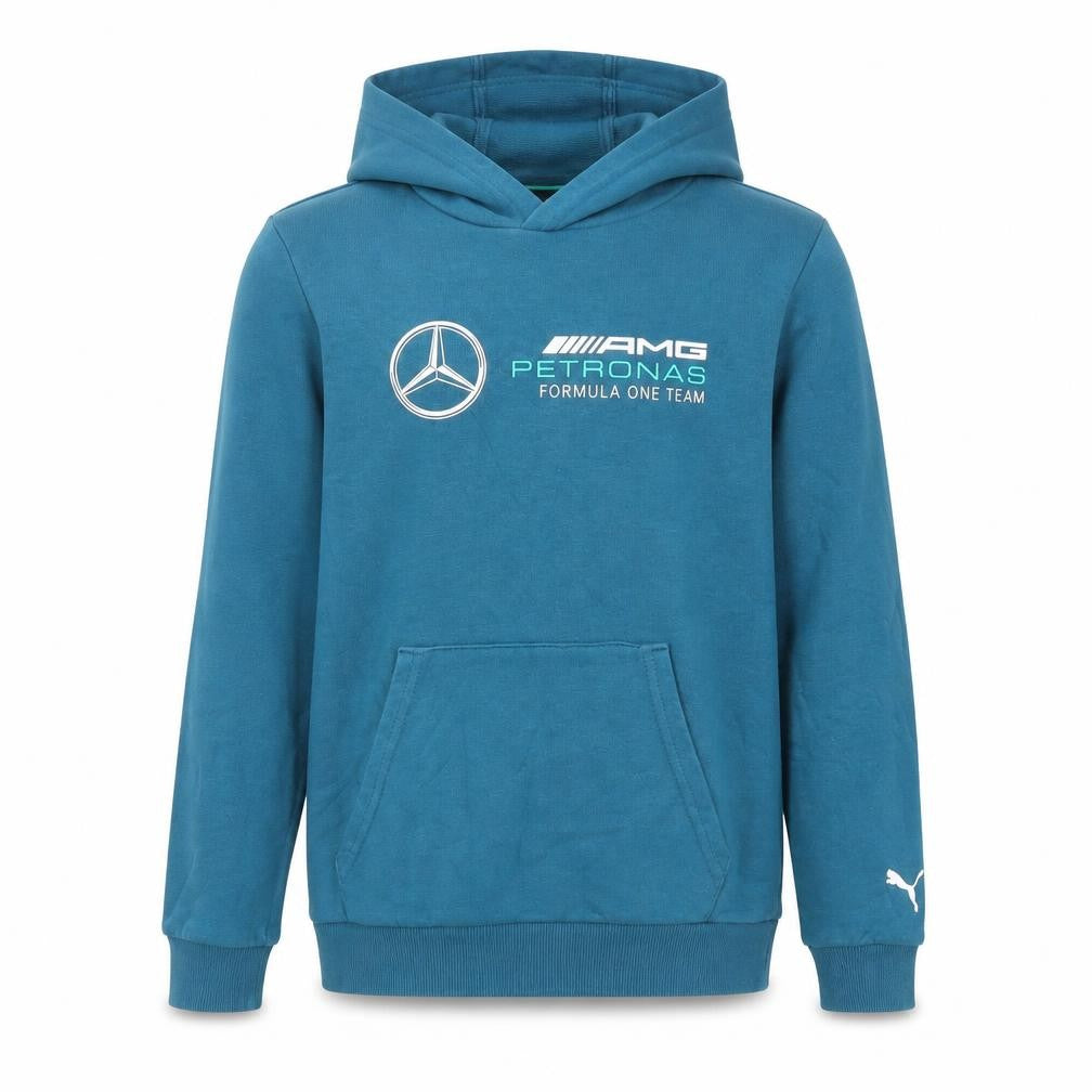 Front view of Puma boys’ blue pullover hoodie 13-14 years