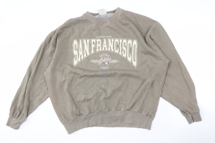 Pull & Bear Men's Brown Logo Pullover Sweatshirt L