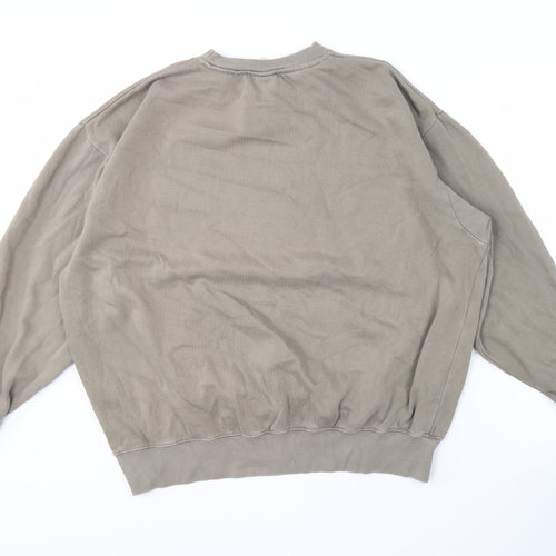Pull & Bear Men's Brown Logo Pullover Sweatshirt L