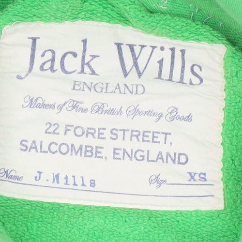 Jack Wills Men's Green Hoodie XS Logo Pullover