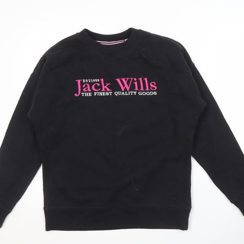 Jack Wills Women's Black Pullover Sweatshirt Size 6