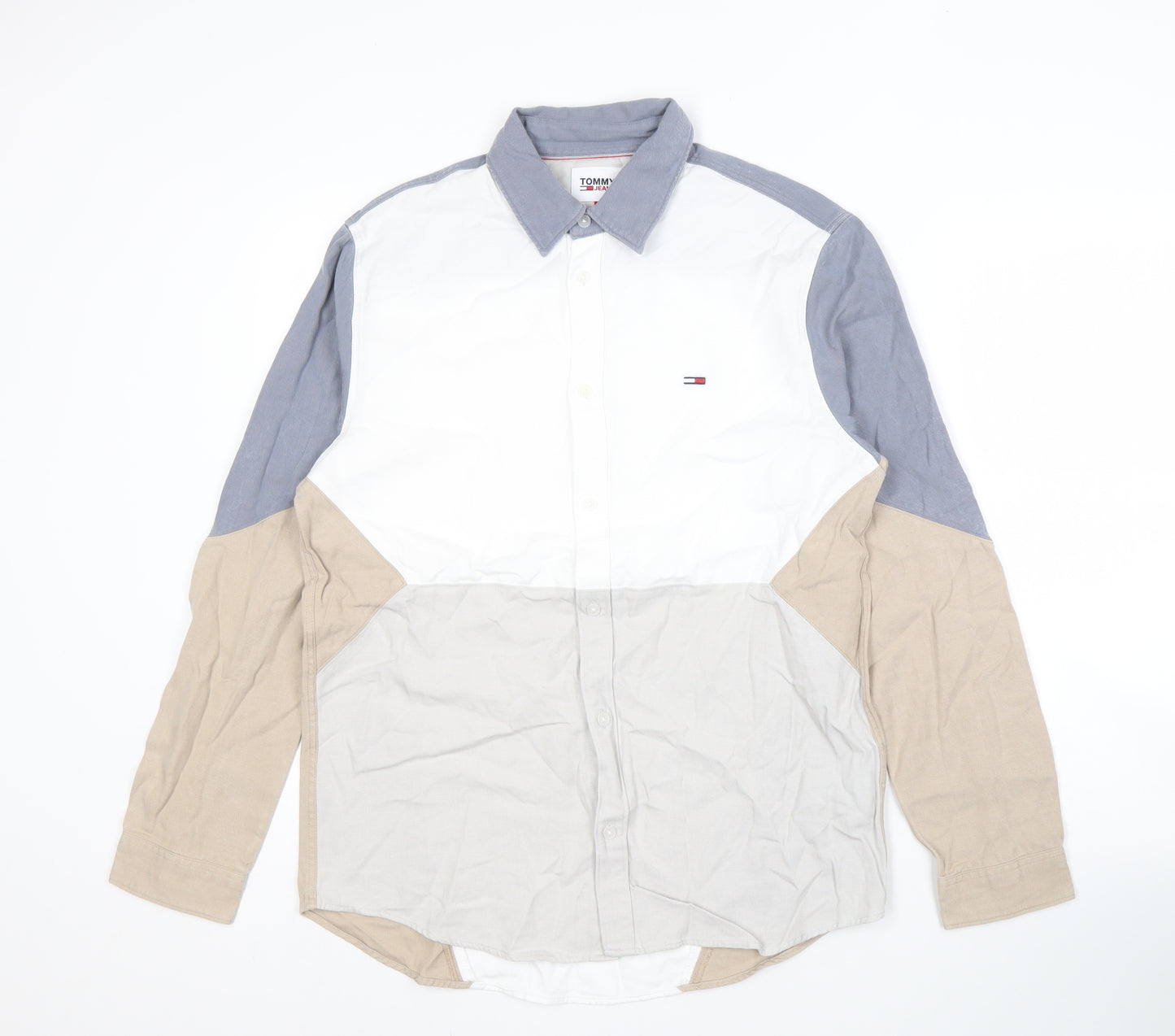 Tommy Jeans Men's Colourblock Cotton Shirt M Beige