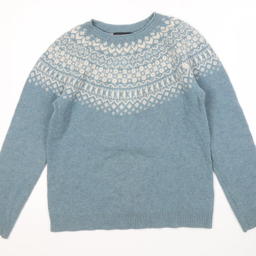 Paul Costelloe Women's Blue Fair Isle Wool Jumper M
