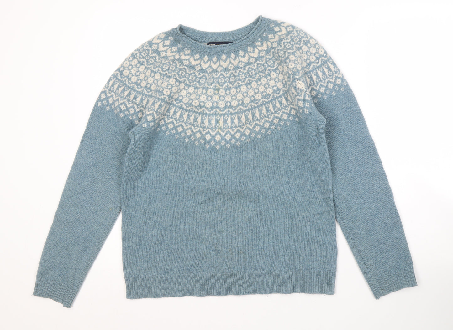 Paul Costelloe Women's Blue Fair Isle Wool Jumper M