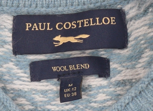 Paul Costelloe Women's Blue Fair Isle Wool Jumper M