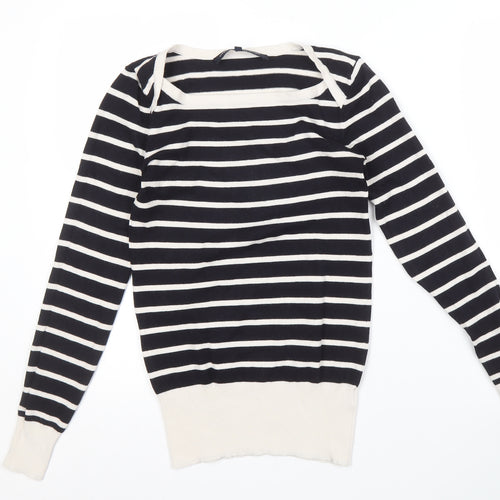 French Connection Women's Black Striped Pullover XS