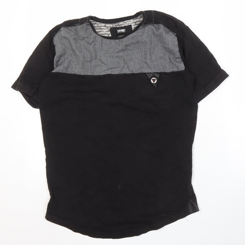 Savant Men's Black Cotton Colourblock T-Shirt