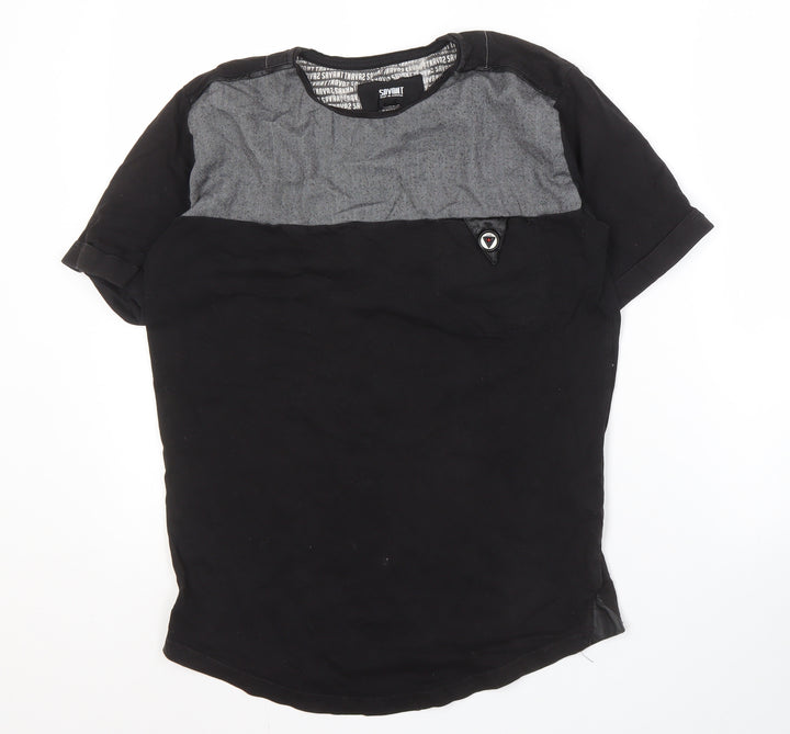 Savant Men's Black Cotton Colourblock T-Shirt